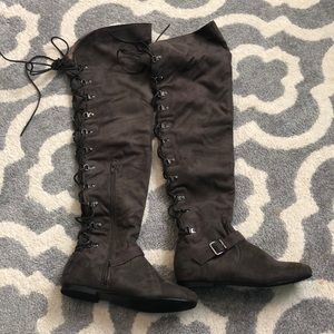JUSTFAB lace up charcoal boots